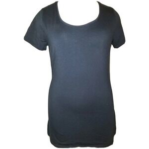 Lands End Shaped Fit Black Tee Top Medium Tall Women's Short Sleeve